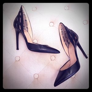 Genuine leather pointed stilettos